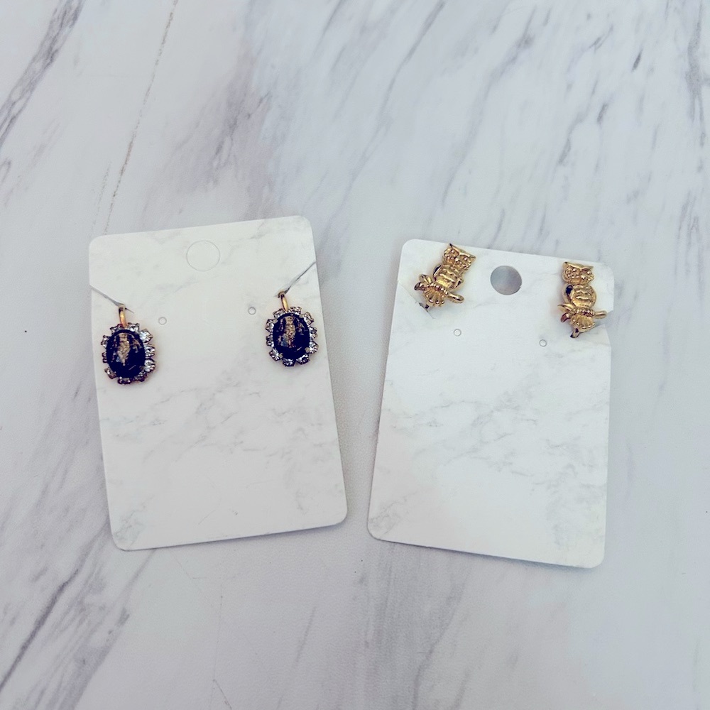Vintage Gold and Black Earrings Set